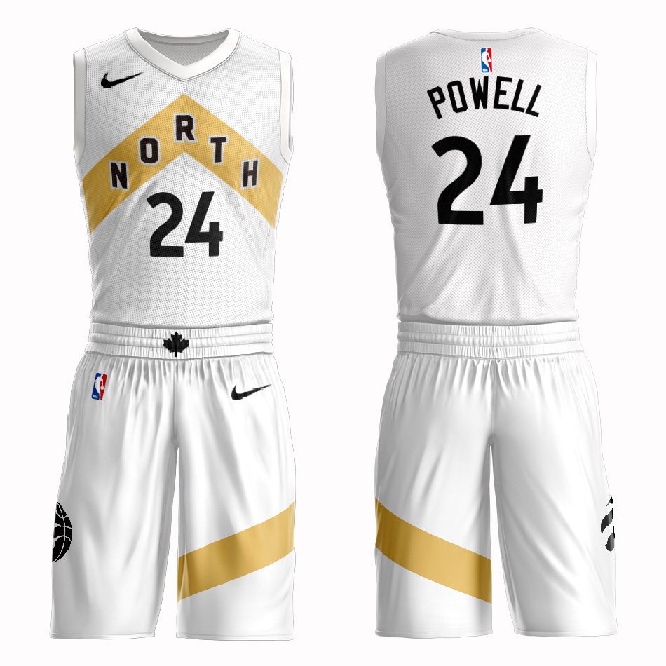 Customized 2019 Men Toronto Raptors #24 powell white NBA Nike jersey